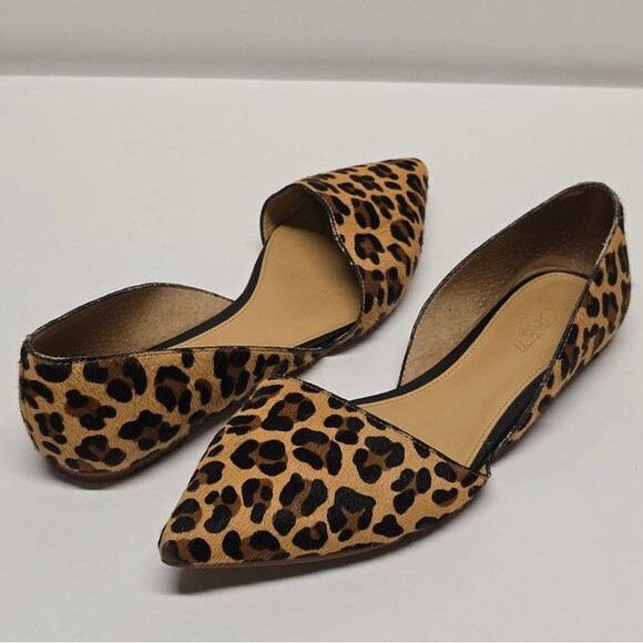 J Crew | Zoe Leopard Calf Hair D’Orsay Flats Women's 7.5 - Picture 1 of 8